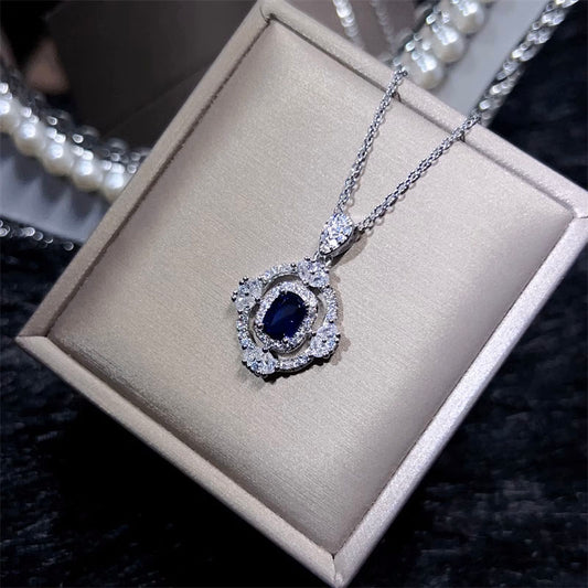 Royal Blue Diamond Pigeon Egg Colored Treasure High Carbon Diamond High End Pendant Necklace