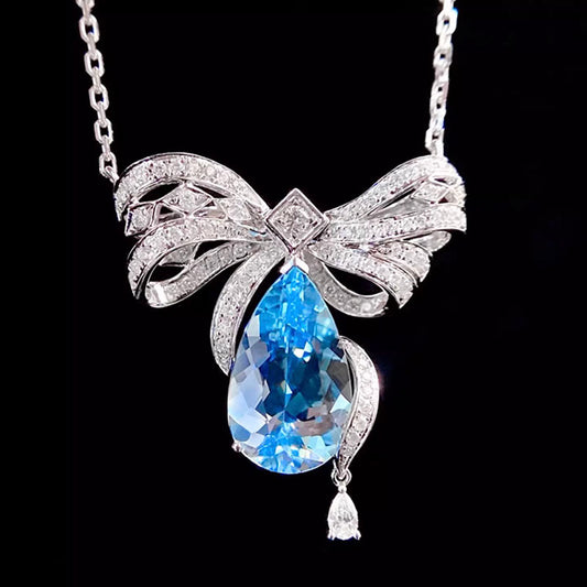 Bow Sea Blue Treasure Pendant Santa Maria Topa Blue Water Drop Necklace