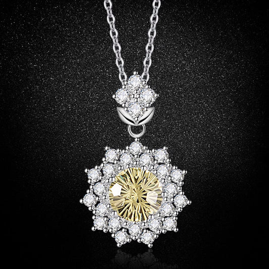 Full diamond inlaid fireworks pendant with high carbon diamond color treasure necklace