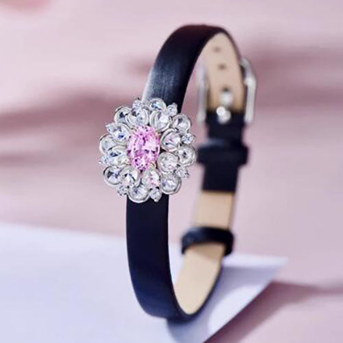 Flower Papalacha Adjustable Pink Diamond Wristband Bracelet