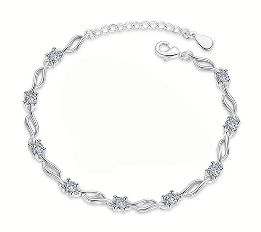 Female New Style Crystal Love Pure Silver Bracelet